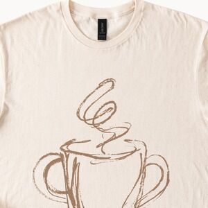 Steaming Coffee Mug Crayon Texture Art Tee
